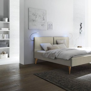 Hasena Polsterbett Tamara, Farbe: Wildbuche natur, geölt, Bezugsfarbe: Pepe beige, verschiedene Größen