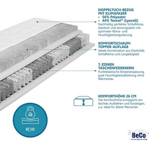 Taschenfederkernmatratze Royal Komfort KS, mit integriertem Topper, Beco, 26 cm hoch, komfortable Matratze in 90x200, 140x200 cm und weiteren Größen
