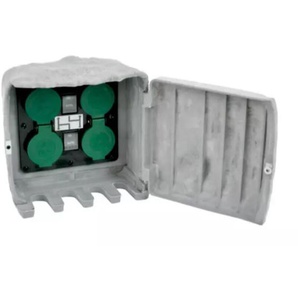 Technik@all - Pepe Gartensteckdose Steinoptik IP44 4-Fach grau