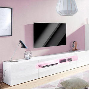 INOSIGN Lowboard Real, Breite 240 cm,TV-Kommode, TV-Möbel, komplett Hochglanz lackiert, mit 2 abgerundeten Türen,1 Klappe, die ein ovales offenes Fach bilden