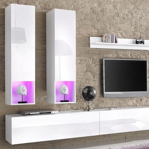 Wohnwand TECNOS Kastenmöbel-Sets weiß Moderne Wohnwände Wohnwand Kastenmöbel-Sets Hochglanz Fronten, Korpus matt