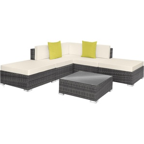 tectake® Rattan Lounge Paris mit Aluminiumgestell wetterfest 403832