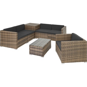 tectake® Rattan Lounge Pisa für 5 Personen widerstandsfähig und UV-beständig 403725