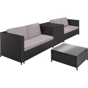 tectake® Rattan Lounge Siena für 4 Personen widerstandsfähig und UV-beständig 404298