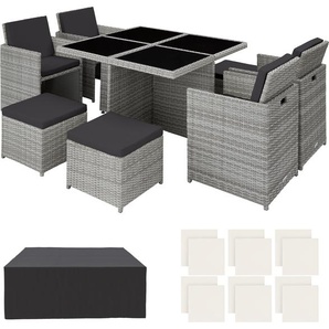 tectake® Rattan Sitzgruppe Manhattan mit Aluminiumgestell 403756