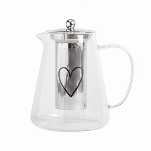 Teekanne mit Teesieb Herz Borosilikatglas/rostfreier Stahl, Designer Eulenschnitt, 16x18x13.5 cm