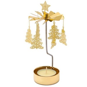 Teelicht-Karussell Pluto goldfarben, Designer Hans Hallberg, 16.5 cm