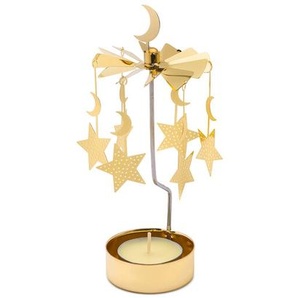 Teelicht-Karussell Pluto goldfarben, Designer Hans Hallberg, 16.5 cm