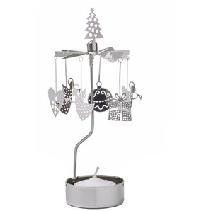 Teelicht-Karussell Pluto silberfarben, Designer Hans Hallberg, 16.5 cm