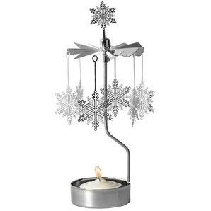 Teelicht-Karussell Schneekristall Pluto silberfarben, Designer Hans Hallberg, 16.5 cm