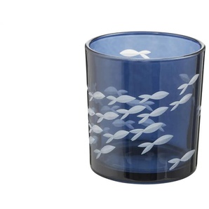 HOME STORY Teelichtglas Fische - blau - Glas - 8 cm - 7.3 | Möbel Kraft