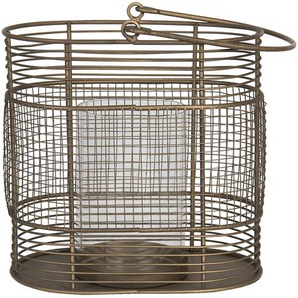 Clayre & Eef Teelichthalter 19x12x19 cm Kupferfarbig Metall Oval Halter für Teelicht