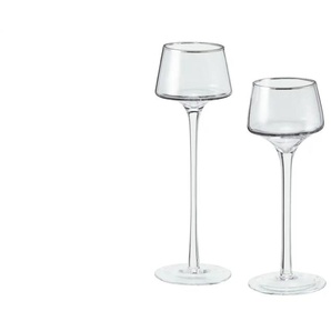 Teelichthalter  2er-Set   ¦ grau ¦ Glas ¦ Maße (cm): H: 23  Ø: 7.5