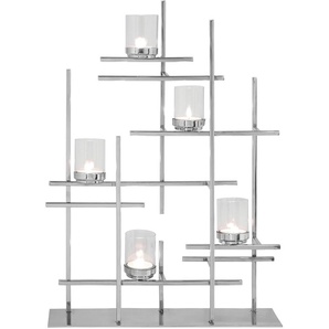 Teelichthalter FINK PALADIN Kerzenhalter Gr. B/H/T: 11 cm x 70 cm x 52 cm, silberfarben Windlichter Laternen Dekoleuchter, 5-flammig, aus Edelstahl, Höhe ca. 70 cm