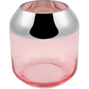 Teelichthalter FINK SMILLA Kerzenhalter Gr. H: 20,6 cm, rosa (rosa, silberfarben) Windlichter Laternen Aus mundgeblasenem Glas