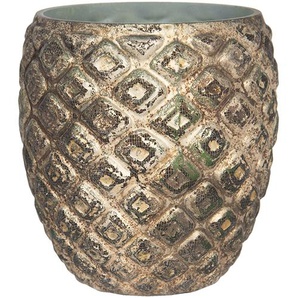 Clayre & Eef Teelichthalter Ø 11x11 cm Kupferfarbig Glas Rund Halter für Teelicht