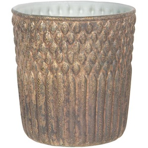 Clayre & Eef Teelichthalter Ø 8x9 cm Kupferfarbig Glas Rund Halter für Teelicht