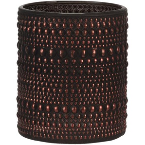 Clayre & Eef Teelichthalter Ø 9x10 cm Kupferfarbig Schwarz Glas Rund Halter für Teelicht