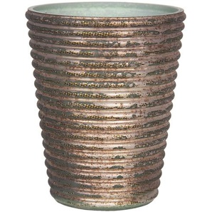 Clayre & Eef Teelichthalter Ø 9x11 cm Kupferfarbig Glas Rund Halter für Teelicht