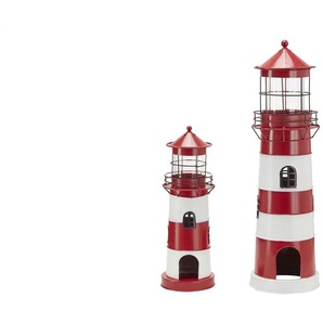 Teelichthalter Leuchtturm  2er Set   ¦ rot ¦ Eisen,Glas ¦ Maße (cm): H: 64  Ø: 19