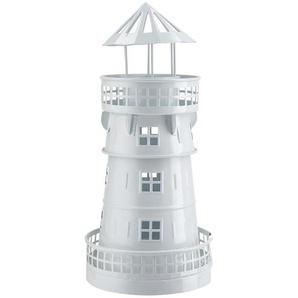 Teelichthalter  Leuchtturm ¦ weiß ¦ Eisen ¦ Maße (cm): H: 26,5  Ø: 13
