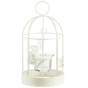 HOME STORY Teelichthalter Vogelkäfig - creme - Metall,Glas - 23 cm - 12.0 | Möbel Kraft