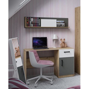 Teenager Schreibtisch Set FYLI-131 in Artisan Eiche Nb., mit weiß/anthrazit, b/h/t: ca. 120/165/53 cm