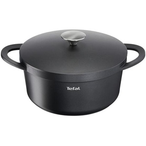 Tefal Kochtopf Trattoria, Schwarz, Edelstahl, Metall, 6,7 L, rund, 30x14.5x34.5 cm, backofengeeignet, hitzebeständige Griffe, mit Silikongriffen,