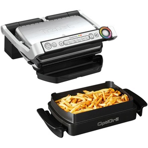 Kontaktgrill TEFAL GC714D OptiGrill Kontaktgrill_Standgrill_Tischgrill_Teppanyakigrill grau (schwarz, edelstahlfarben) Kontaktgrills + inkl. Snacking & Baking Zubehör