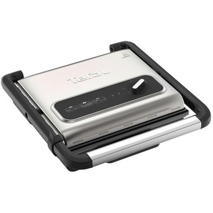 Tefal Kontaktgrill Inicio Adjust, Schwarz, Chrom, Metall, Kunststoff, 33.7x11.8 cm, herausnehmbare Fettauffangschale, Aufheizkontrollleuchte,