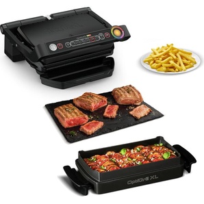 Tefal OptiGrill, Snacking & Baking Kontaktgrill, Schwarz, GC 7148 GC7148
