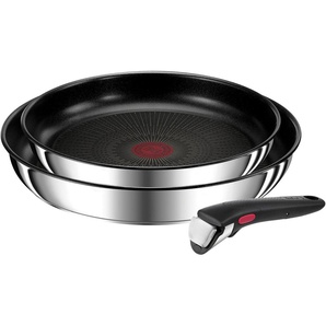 Tefal Pfannen-Set Ingenio Preference, Edelstahl (Set, 3-tlg., Tefal Ingenio Preference Pfannenset, 2 teilig, Ø 24, 28 cm, 1 Griff), stapelbar, Antihaftversiegelung, Induktion, Made in France, kompakt