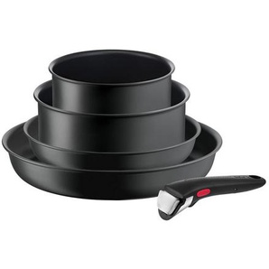 Tefal Pfannenset Ingenio Ultimate, Dunkelgrau, Metall, 5-teilig, nicht angegeben L, rund, Made in Europe, abnehmbarer Griff, backofengeeignet,