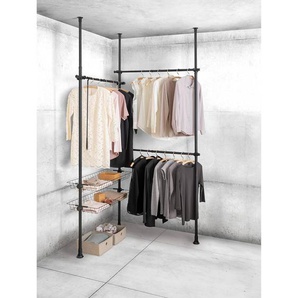 Teleskop-Garderobe Duo 164 x 165 x 38cm Schwarz/Schwarz