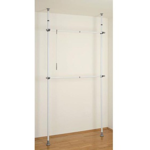 Teleskop-Garderobensystem Herkules Basic, verstellbares Ordnungssystem, Garderoben-System, Weiß, Stahl weiß, Kunststoff (abs) grau, Polypropylen grau