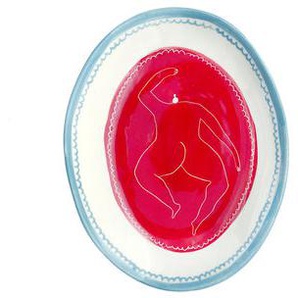 Teller Friday Night keramik rot / 17 x 22 cm - Handbemalt - LAETITIA ROUGET - Rot