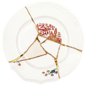 Teller Kintsugi keramik weiß / Porzellan & Feingold - Seletti - Weiß
