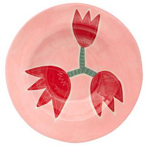 Teller Tulip keramik rosa rot / Ø 26 cm - Handbemalt - LAETITIA ROUGET - Rot