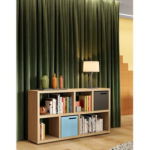 Regal III Wabenplatte, furniert Braun/Beige/Eiche 150 x 83 x 34cm