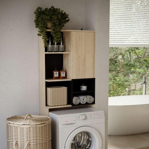 TemaHome Waschmaschinenumbauschrank Kube Überbauregal, Badmöbel, Badschrank, Höhe 179 cm mit einer Tür und und offene Fächer