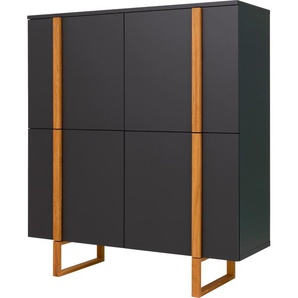 Highboard TENZO BIRKA Sideboards Gr. B/H/T: 118 cm x 135 cm x 43 cm, 4, grau (anthrazit) Highboards Sanft Schliessung