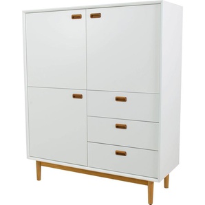 Highboard TENZO SVEA Sideboards Gr. B/H/T: 114 cm x 137 cm x 44 cm, 3, weiß (white) Highboards mit 3 Türen & Schüben, Design von Tenzo studio