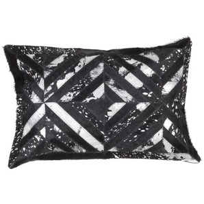 Teppich 100% Leder metallische Effekte handgefertigtes Unikat Schwarz  Silber