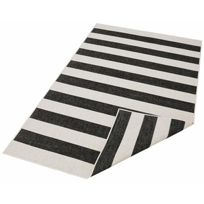 Teppich ANDAS Alan Teppiche Gr. B/L: 160 cm x 230 cm, 5 mm, 1 St., schwarz Esszimmerteppiche Wendeteppich, Streifen, Scandi, wetterfest, In- und Outdoor geeignet