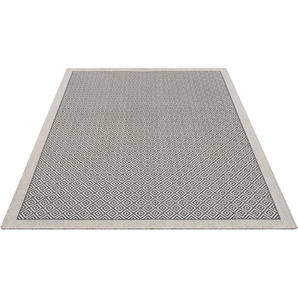 Teppich ANDAS Aliza Teppiche Gr. B/L: 240 cm x 320 cm, 8 mm, 1 St., schwarz Esszimmerteppiche mit Bordüre,Rauten-Design, wetterfest & UV-beständig, Outdoor geeignet