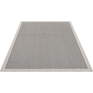 Teppich ANDAS Aliza Teppiche Gr. B/L: 280 cm x 380 cm, 8 mm, 1 St., schwarz Esszimmerteppiche mit Bordüre,Rauten-Design, wetterfest & UV-beständig, Outdoor geeignet