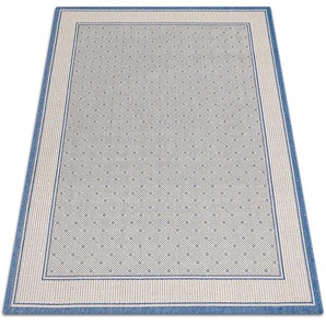 Teppich ANDAS Faberg Teppiche Gr. B/L: 200 cm x 290 cm, 5 mm, 1 St., blau Esszimmerteppiche Flachgewebe, Sisal-Optik, mit Bordüre, pflegeleicht, Scandi