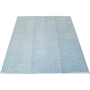 Teppich ANDAS Hanno Teppiche Gr. B/L: 160 cm x 230 cm, 7 mm, 1 St., blau (türkis) Baumwollteppiche
