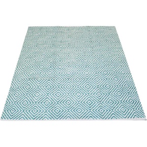 Teppich ANDAS Helen Teppiche Gr. B/L: 160 cm x 230 cm, 7 mm, 1 St., blau (türkis) Baumwollteppiche flacher Teppich, weich, pflegeleicht, elegant