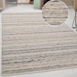 Teppich ANDAS Kreta, mit Wolle, handgewebt, Naturfaser Teppiche Gr. B/L: 80 cm x 150 cm, 14 mm, 1 St., grau Schurwollteppiche